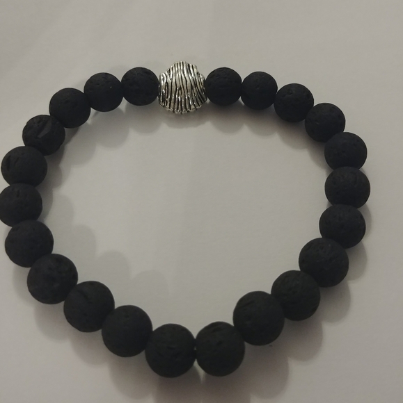 Lava Stone Bead Stretch Bracelet - Picture 3 of 7